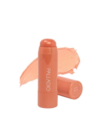 Palladio I'm Blushing 2in1 Cheek and Lip Tint Buildable Lightweight Cream Blush Sheer Multi Stick Hydrating formula All day wear Easy Application Shimmery Blends Perfectly onto Skin  Peach  1 Count
