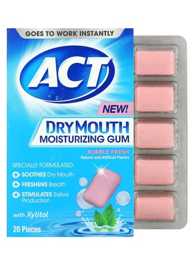 Act Dry Mouth Moisturizing Gum with Xylitol Bubble Fresh 20 Pieces
