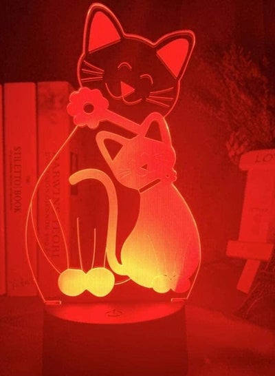 3D Illusion Lamp Led Night Light Romantic 2 Cats Colorful Baby Touch Sensor USB and Battery Powered for Home Decoration Bedside Children s Sleep Lamp