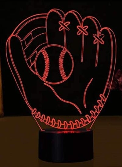 New 3D Illusion Lamp 16 Colour Changing Acrylic LED Night Light with,Art Sculpture Lights Room Home Decoration,USB Charger, Pr. (Color : Baseball Glove)