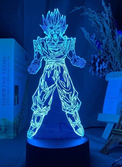 Multicolour Dragon Ball Goku Super Saiyan Figure Atmosphere 3D LED Night Light For Kid's Bedroom Decor Night Light Bedside 3D Night Light Gift 16 Colors Remote Control