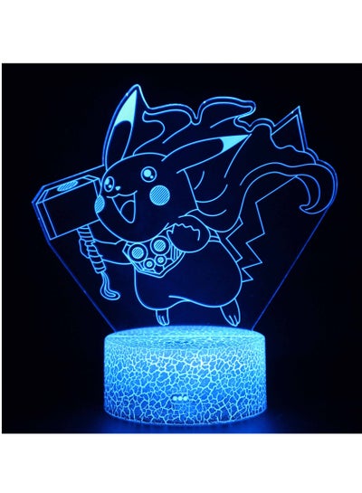 3D Illusion Go Pokemon Night Light 16 Color Change Decor Lamp Desk Table Night Light Lamp for Kids Children 16 Color Changing with Remote Pikachu Thor
