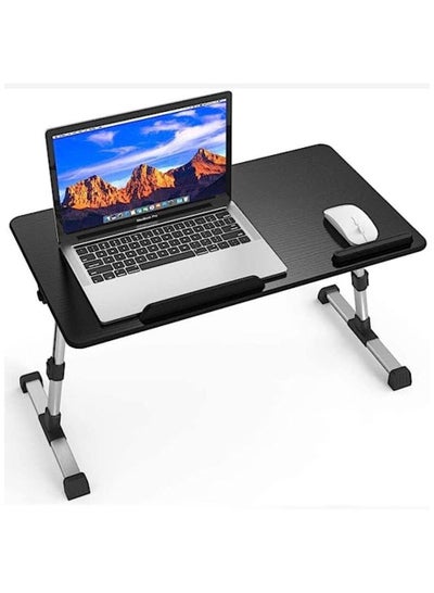 [Large Size] Laptop Bed Tray Table, Adjustable Laptop Stand, Portable Lap Desks with Foldable Legs, Notebook Standing Breakfast Reading Desk for Sofa Couch Floor (Black)