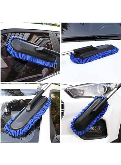 Microfiber Water Absorbent Chenille Vehicle Duster Wash Brush Interior and Exterior Cleaning Kit with Extendable Handle for Car