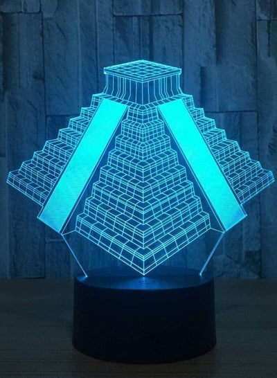 Maya Pyramid 3d Light LED Multicolor Night Light Light 7/16 Colors Changing Lamp Bedside Nightstand Bedroom Decor Gifts