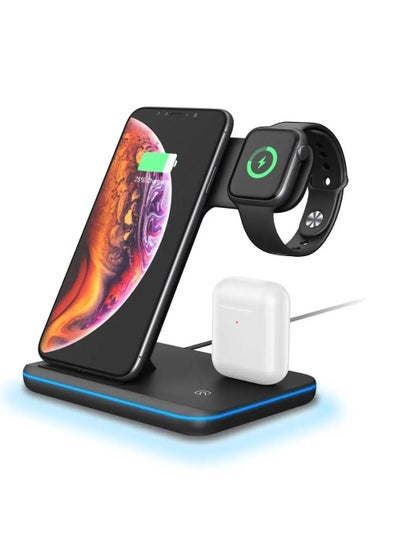 3-In-1 Fast Wireless Charger | Wireless Charging Station 15W Qi Fast Wireless Charger Stand Mainly Compatible For Smart phones | Smart watches | Earphones & someTWS MultiCharger