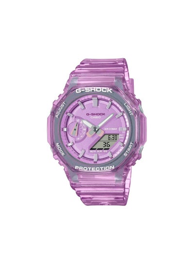 Casio Unisex Watch G-Shock Transparent color Analog Digital Pink Dial Resin Band GMA-S2100SK-4ADR, Pink