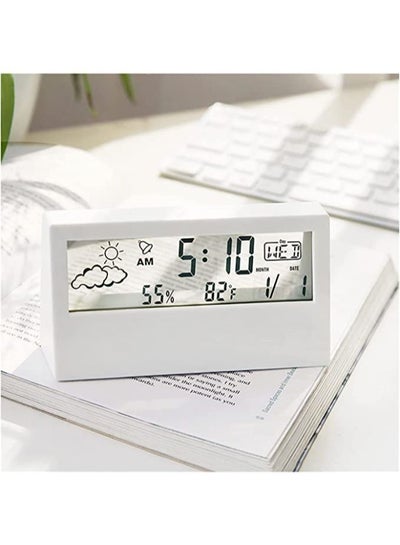 Digital Alarm Clock LCD Temperature Humidity Digital Clocks Bedside with Date