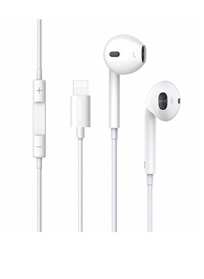 iPhone Lightning Earphones with Volume Control And Mic White