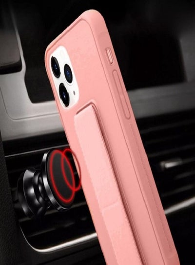 iPhone 12 Pro Max - New Silicone Cover with 2 in 1 Finger Grip and Phone Stand -Pink