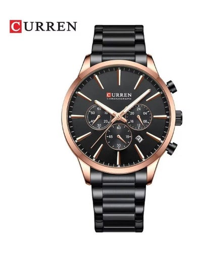 Curren 8435 Stylish Design Men's Watch, Luminous Display, Automatic Date Calendar, Luxury Wrist Watch - Black/Rose Gold