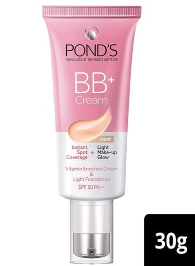 BB+ CREAM ivory instant spot coverage + light make up glow vitamin enriched cream & lightweight foundation spf 30PA+++ 30g