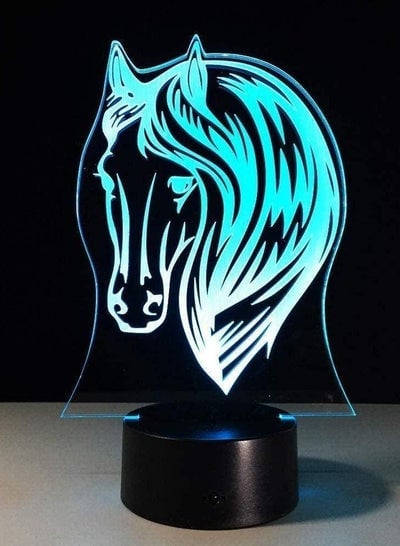 3D Illusion Lamp LED Horse Head Multicolor Night Light Cartoon Table Cool Kids Desk Modern Bedroom Bedroom Kids Birthday Gift