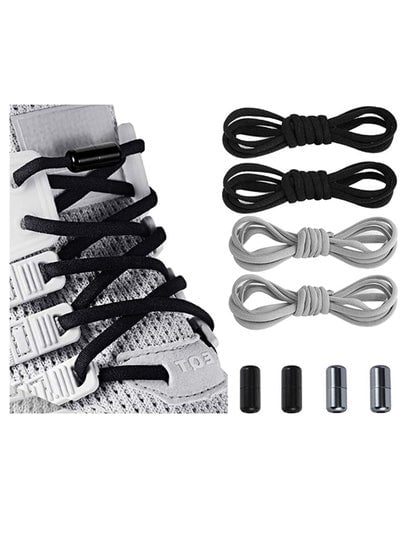 Elastic No Tie Shoe Laces For Adults Kids ElderlySystem With Elastic Shoe Laces 2 Pairs