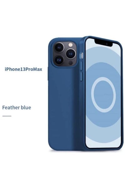 iPhone 13 Pro Max Silicone Blue Case Support Wireless Charging - Premium Quality Silicon - 6.7 Inches