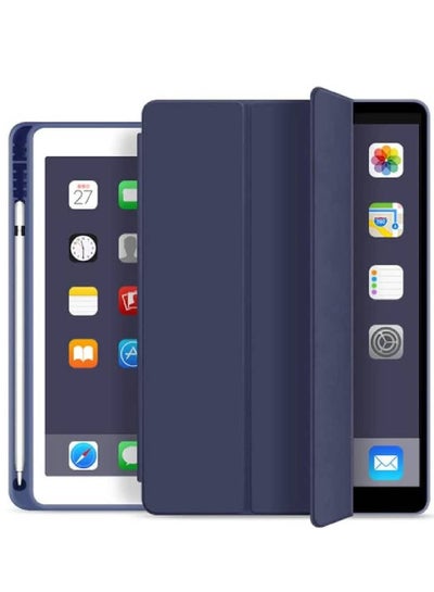 Soft Smart Case with Pencil Holder Foldable Stand Compatible with iPad 10.2 Inch 9th / 8th / 7th Generation 2021/2020 / 2019, iPad Air 3rd Generation, iPad Pro 10.5 Inch (Deep Navy Blue)
