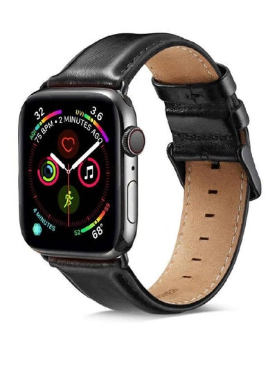 Replacement Genuine Leather Strap For Apple Watch Series 8 | Ultra Watch 49mm Black