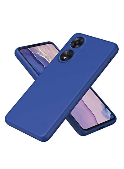 Protective Shockproof Soft Liquid Silicone Gel Rubber Microfiber Lining Case Cover For Oppo A78 5G / A58 5G / A58X Blue