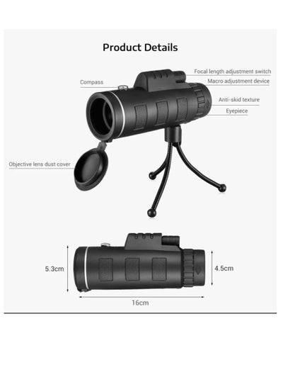 40x60 Hd Binoculars Long Range High-Quality Telescope with Phone Clip Tripod