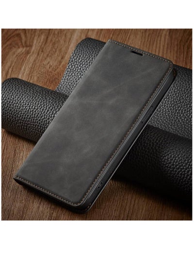 Protective Leather Kickstand Wallet Case With Card Holder And Phone Grip Cover Compatible With iPhone 15 Pro 6.1" (Black)