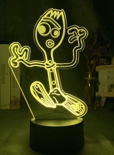 3D Illusion Lamp LED Multicolor Night Light Acrylic Toy Story Forky Figure for Kids Room Decor Cool Gift for Kid Study Bedroom Table Lamp Optical