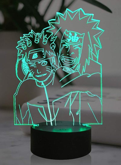 Jiraiya Naruto Teacher 3D Visual LED Night Light Anime Figure Lamp USB Remote Control Naruto Fan Souvenir New Year Baby Illusion Lamp for Boyfriend Home Decor