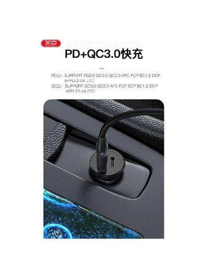 XO CC37 20W PD+QC Quick Charger Dual USB Fast Charging Car Power Adapter Black