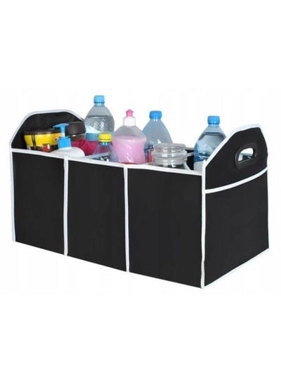 Foldable Car Storage Bag Portable Insulation Cooler Bag Collapsible Vehicle Organizer Divider Storage Totes with 3 Compartment Cargo Tote