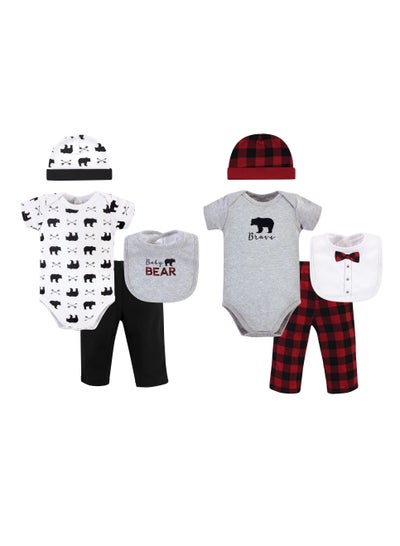 Newborn Baby 8 Pcs Cute Giftset with Rompers and Pants for Baby Girls and Boys in Bear Theme