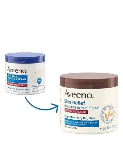 Aveeno Skin Relief Intensive Moisturizing Body Cream with Triple Oatmeal and Shea Butter Formula Helps Relieve and Restore Very Dry Skin with Long Lasting Moisture Fragrance Free 11 Ounce