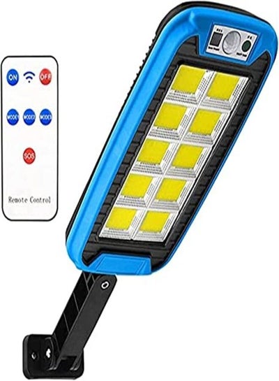 Smart Solar Street Lamp Solar Power Sensor Light Water Resistant With Remote Control Used for Outdoor Wall Lamp on Park Street (240 COB Lights. (Blue)