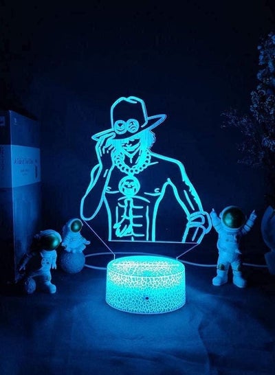 Anime One Piece Figure Portgas D Ace Silhouettes 3D Illusion Night Lamp Otaku Table Decoration Kids Bedroom LED Sensor Lights Touch 16 Color Remote Control