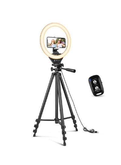 25cm Ring Light with 130cm Extendable Tripod Stand, Sensyne LED Circle Lights with Phone Holder for Live Stream/Makeup/YouTube Video/TikTok, Compatible with iPhone/Android