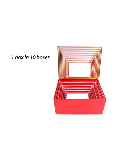 Paper Gift Box Set | Elegantly Crafted Packaging Solution for All Occasions | 10 pcs Set - Red