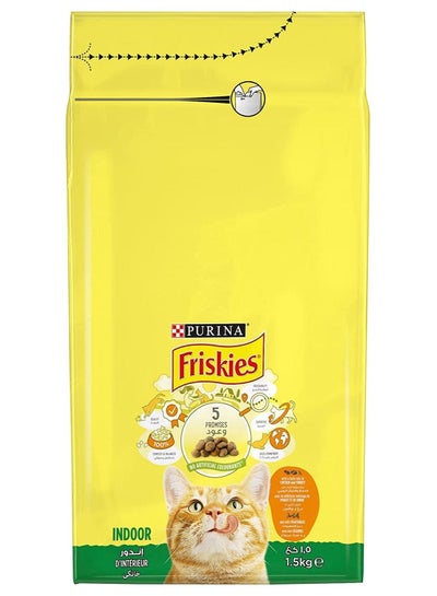 Indoor For Indoor Cats With A Tasty Mix Of Chicken And Turkey And With Vegetables, 1.5Kg, Yellow