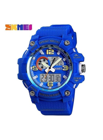 Skmei 1436 Men's Fashion Sports Quartz Dual Display Digital Waterproof Wrist Watch - Blue