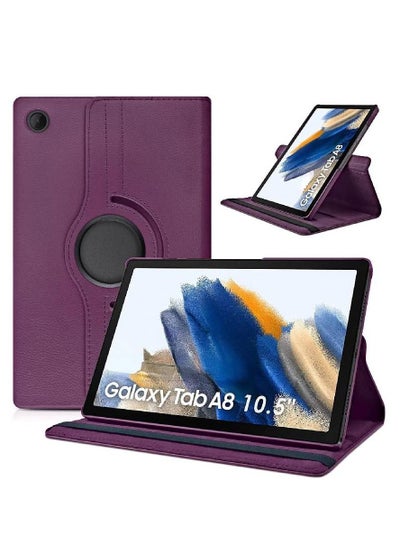 Galaxy Tab A8 10.5 Case - 360 Degree Rotating Stand [Auto Sleep/Wake] Folio Leather Smart Cover Case Purple