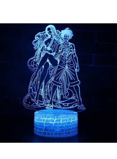 Cartoon One Piece Hero Monkey D. Luffy Anime Figure Paramount War 3D LED Optical Illusion Bedroom Decor Table Lamp with Remote 7 Colors Acrylic Sleep Night Light Birthday Xmas Gifts for Child Kids