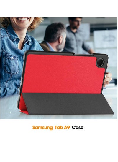 For Samsung Galaxy Tab A9 8.7 Inch Smart Case, Slim Trifold Stand Case, Auto Wake/Sleep Function/Magnetic Closure Cover - Red