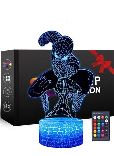 Spiderman 3D Night Light Birthday Gift Lamp, Light Up Basketball Gifts 3D Illusion Lamp with Remote Control 16 Colors Changing Sport Fan Room Decoration Boy Kids Room Idea