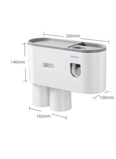 Wall Mounted Toothpaste Dispenser With Toothbrush Holder