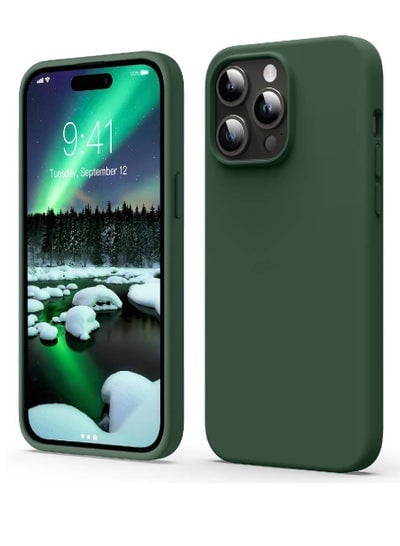 Protective Shockproof Soft Liquid Silicone Anti-Scratch Microfiber Lining Case Cover For iPhone 15 Pro 6.1 Inch - Green