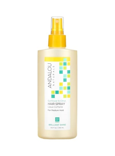 Andalou Naturals Hair Spray Brilliant Shine For Medium Hold Sunflower & Citrus  8.2 fl oz 242 ml