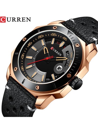 CURREN 8344 Original Brand Leather Straps Wrist Watch For Men With Brand Box