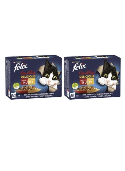Felix Double Delicious Cat Food, 12 x 85 gm, 2 packs