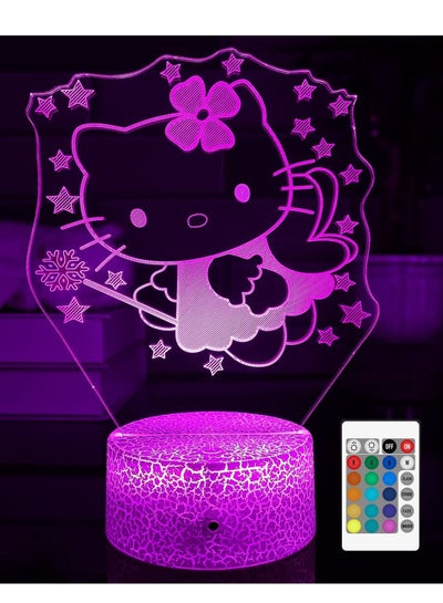 3D LED Night Light Table Desk Lamp 16 Color Optical Illusion Lights Hello Kitty 6
