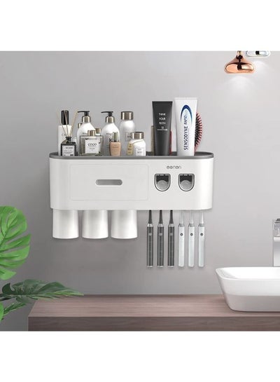 Wall Mounted Toothbrush Holder With Toothpaste Dispenser
