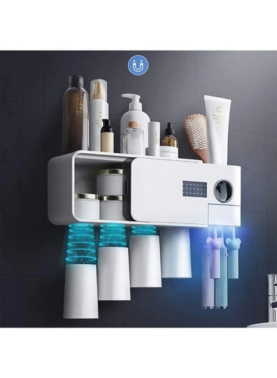 UV Toothbrush Holder Bathroom Wall Mounted Toothbrush Sterilizer Holder Multifunctional Toothbrush Storage Box