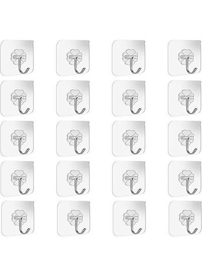 20 Pieces Adhesive Wall Hooks Transparent Strong Suction Hooks For Home Kitchen and Bathroom, Heavy Duty Nail Free Sticky Hangers with Hooks Utility Towel Bath Ceiling Hooks, Transparent