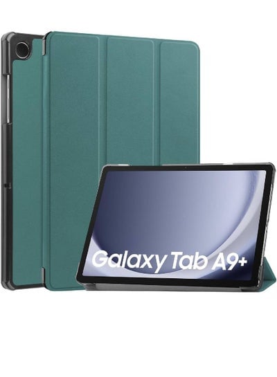 Case For Samsung Galaxy Tab A9+ / A9 Plus 11-Inch 2023, Slim Translucent Back Tri-Fold Folio Stand Protective Tablet Cover Auto Wake/Sleep Green